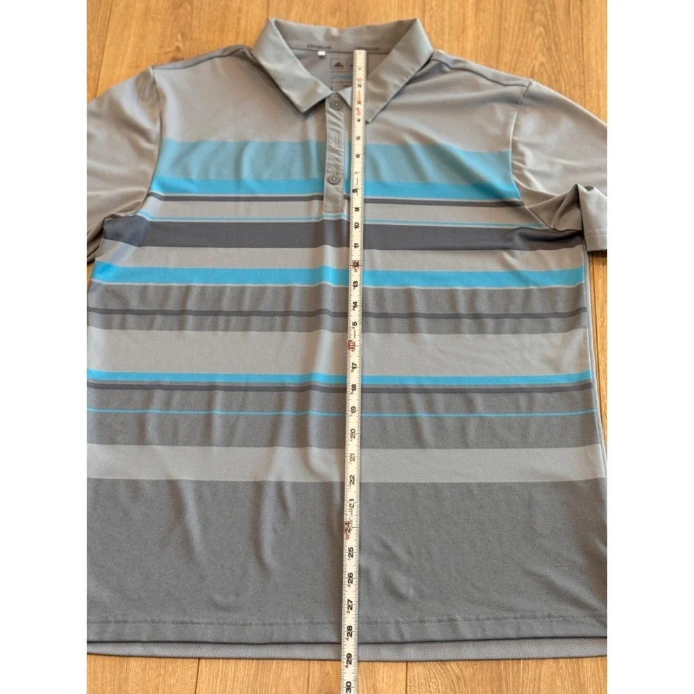 Adidas Golf Polo Shirt Mens Large Climacool Performance Striped Short Sleeve‎ - Picture 4 of 4